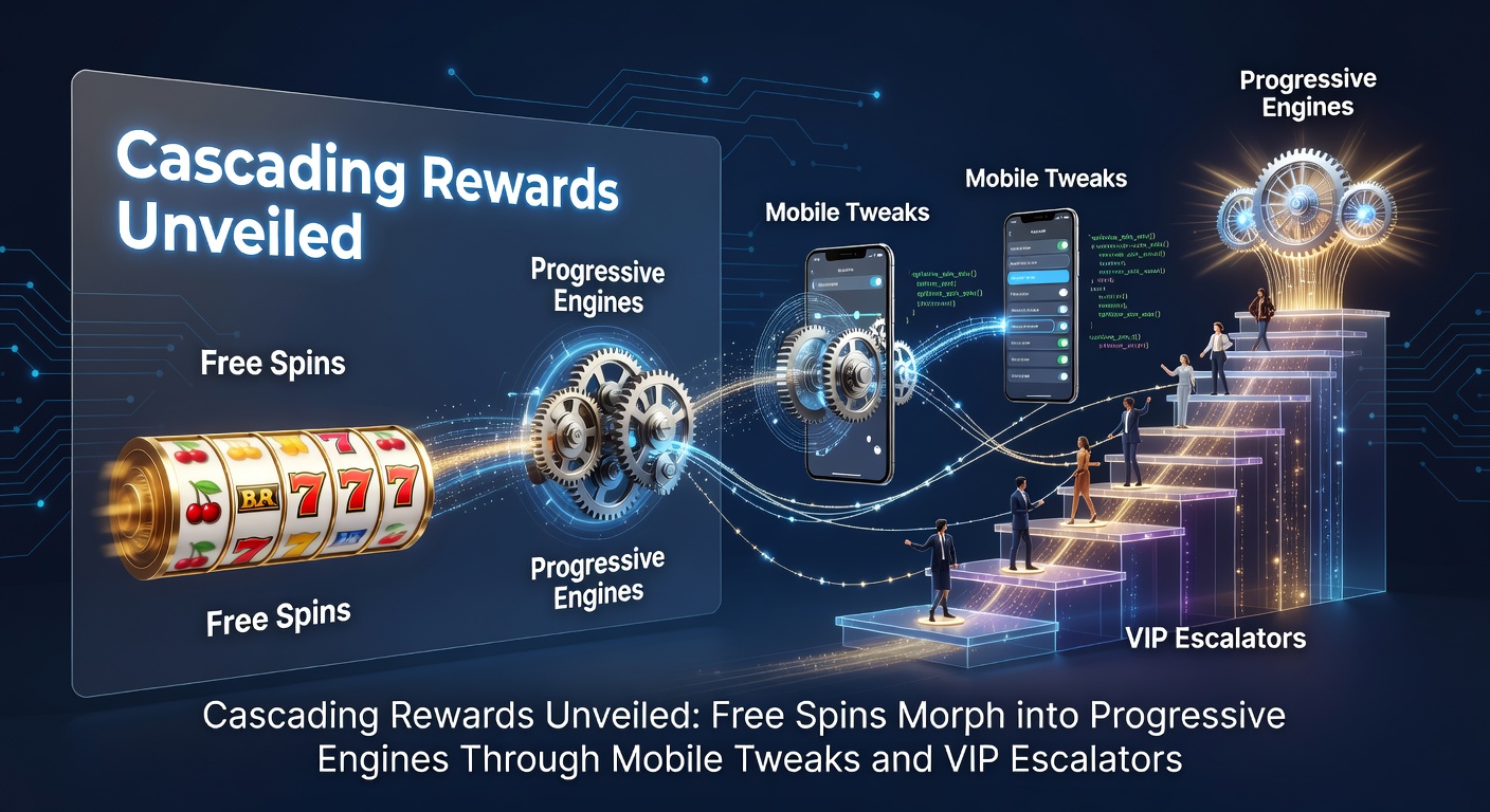 Vibrant slot reels cascading with symbols, free spins icons glowing, and progressive jackpot meters rising on a mobile screen