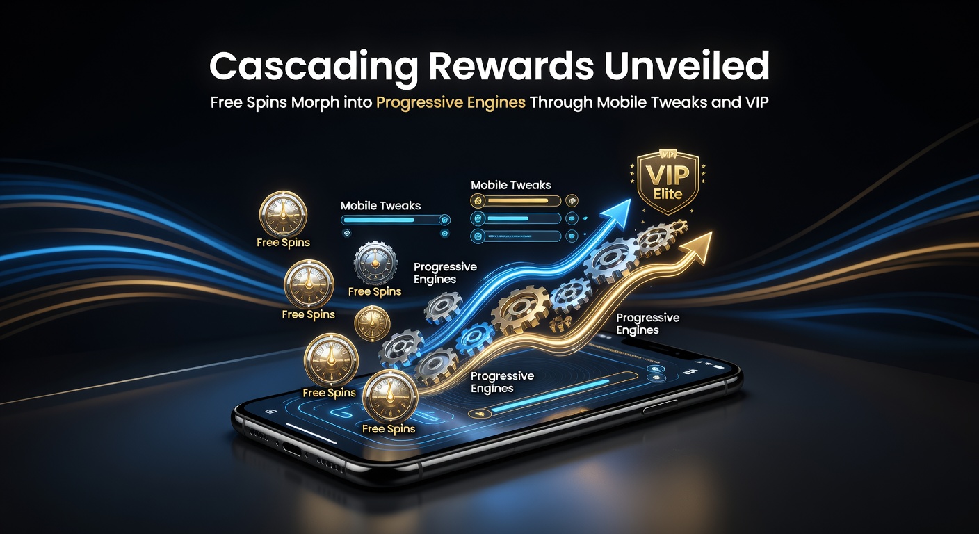 VIP loyalty ladder glowing on a mobile slot interface, with cascading free spins feeding into escalating progressive jackpot tiers