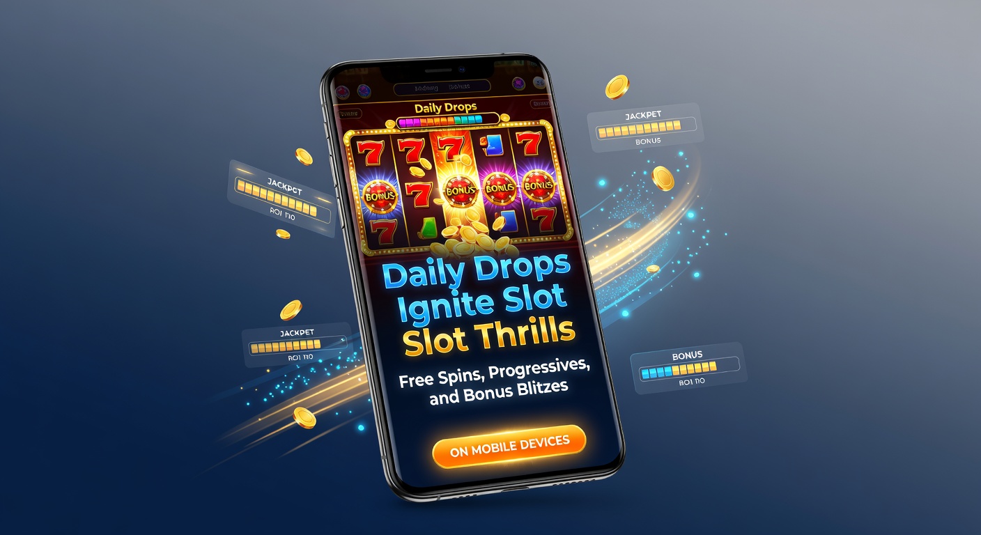 Vibrant mobile slot screen showing daily drop jackpot ticking down with free spins symbols exploding in the background