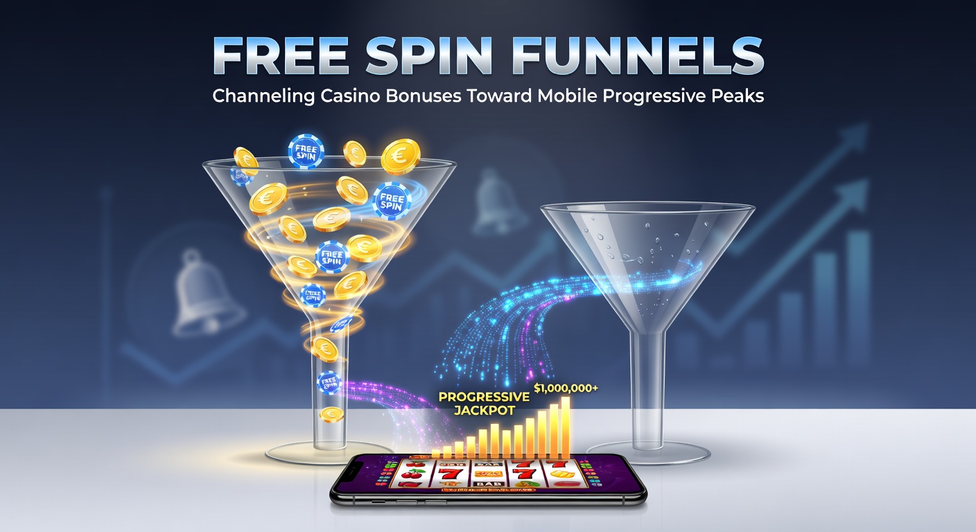 Vibrant casino interface showing swirling free spins funneling toward a glowing progressive jackpot meter on a mobile screen