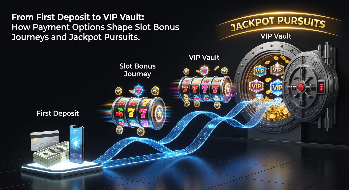 Visual of a slot player ascending VIP tiers via payment streams, with bonus icons and jackpot explosions along the path