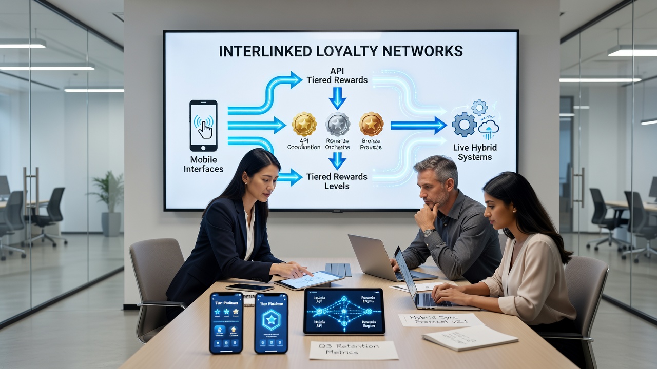 Live hybrid game screen with overlaid loyalty tier progress and reward notifications