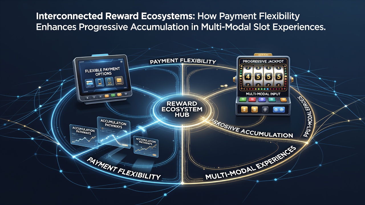 Diagram showing interconnected reward pathways linking payments to progressive slot features across platforms