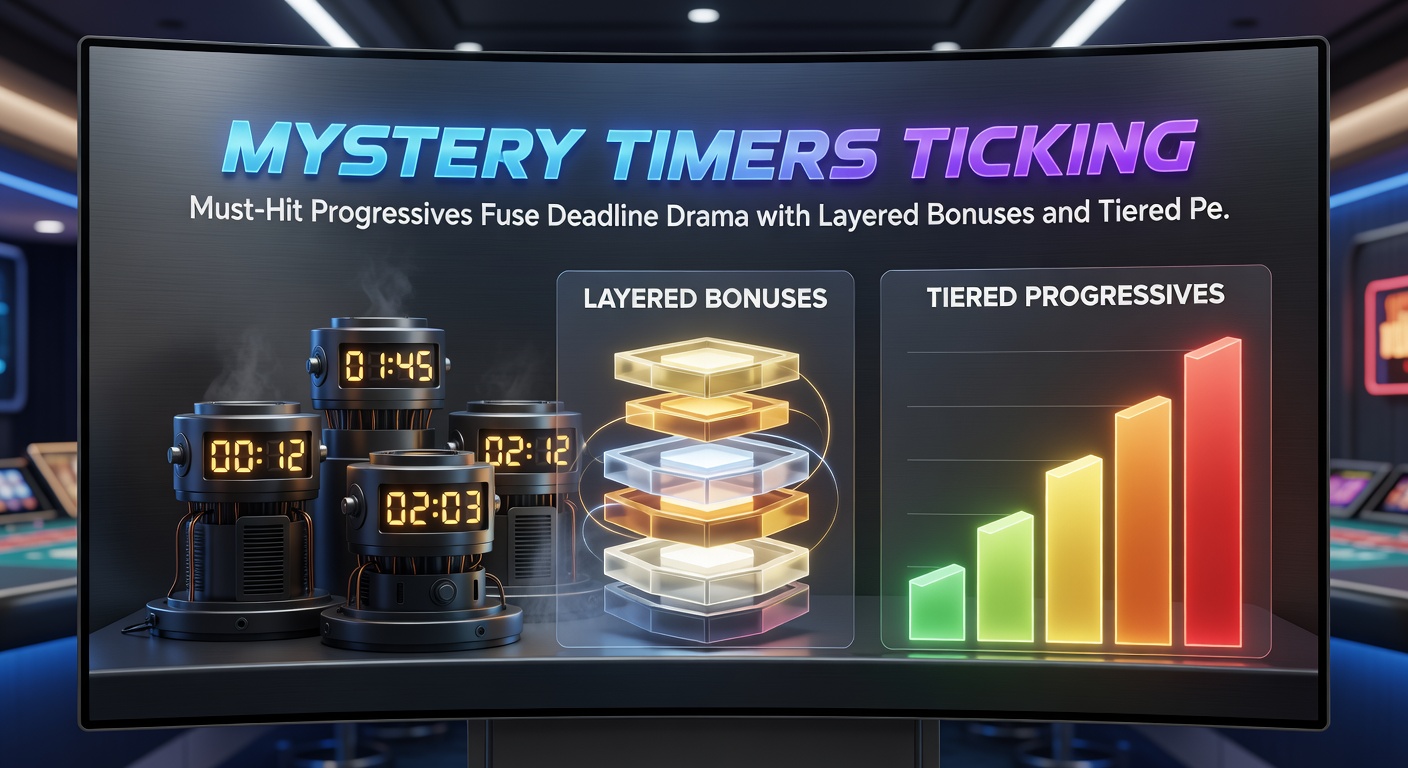 Dynamic slot game interface showing tiered perks menu alongside a layered bonus wheel and must-hit jackpot nearing its limit, with timer icons pulsing