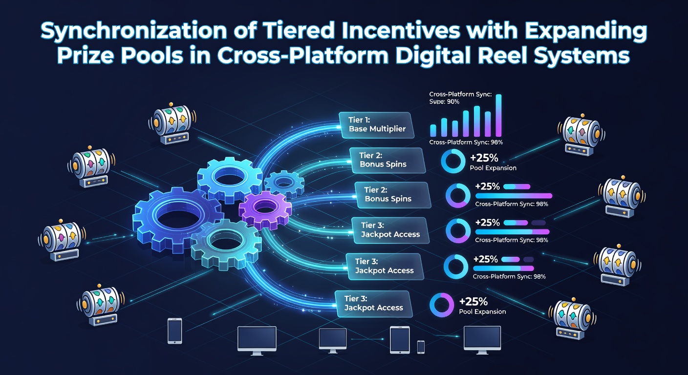 Cross-platform digital reel systems displaying synchronized tiered incentives and expanding prize pools on multiple devices