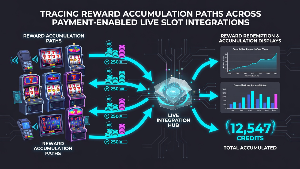 Illustration of live slot interface displaying accumulated rewards, payment confirmation, and progressive jackpot growth